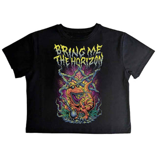 BRING ME THE HORIZON Smoking Dinosaur Crop Top Tshirt (RO, Black)